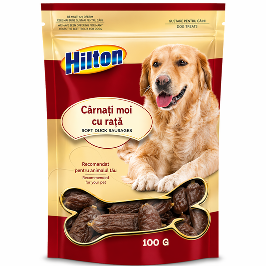 Hilton Soft Duck Sausages 100g, recompense moi pentru câini cu rață