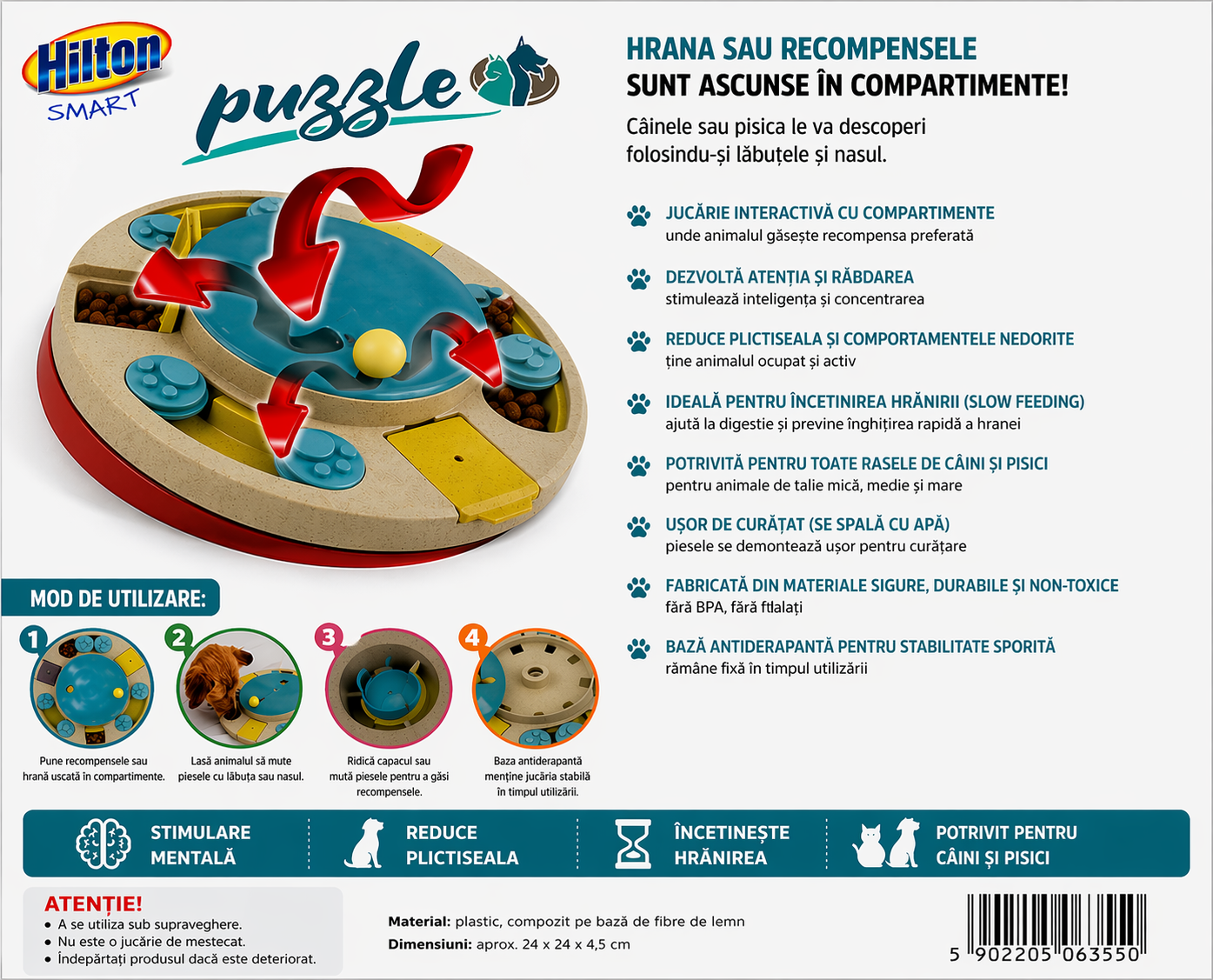 Puzzle Interactiv cu Recompense pentru Câini si Pisici - Hilton