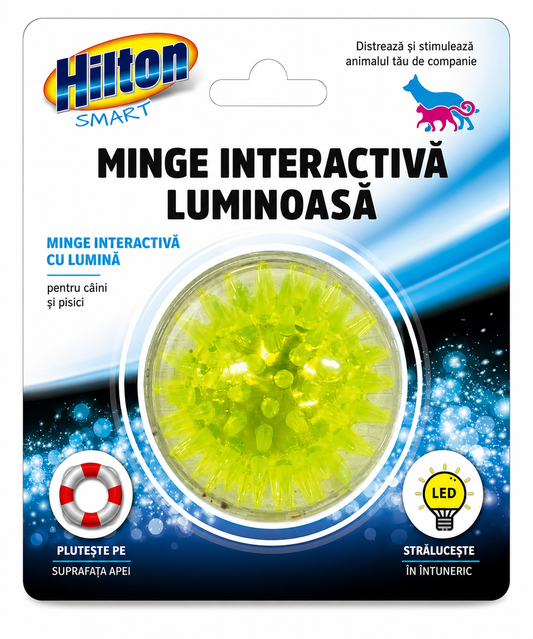 Jucărie interactivă cu lumină LED pentru câini și pisici, minge plutitoare care luminează în întuneric