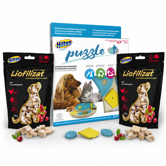 Pachet premium pentru Câini - Puzzle + Recompense Premium Liofilizate