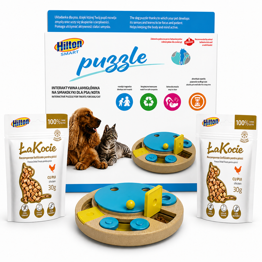 Pachet Start pentru Pisici - Puzzle + Recompense Naturale