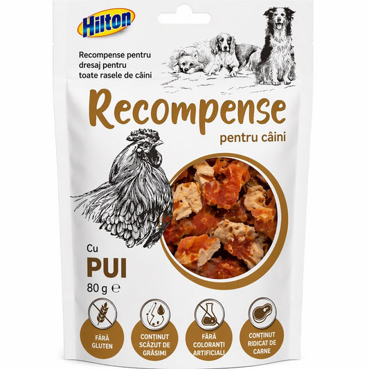 Hilton Recompense pentru Câini, Cu Pui, Training Treats, Fără Gluten, 80g